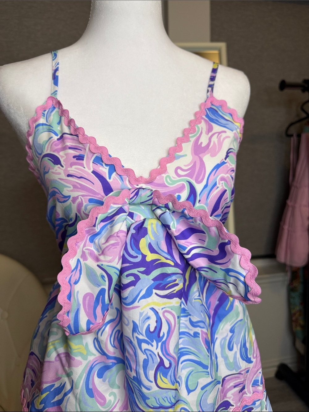 Simply Southern Pastel Swirl Tiered Midi Dress in Pink, Blue, Lavender, Yellow - Picture 2 of 5